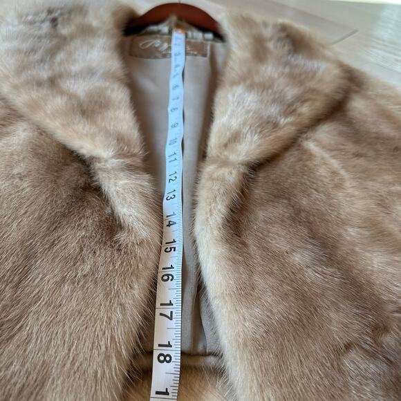 Vintage Pizitz Natural Brown Blonde Mink Fur Shawl Stole Coat Caplet Wrap S/M - Picture 7 of 11